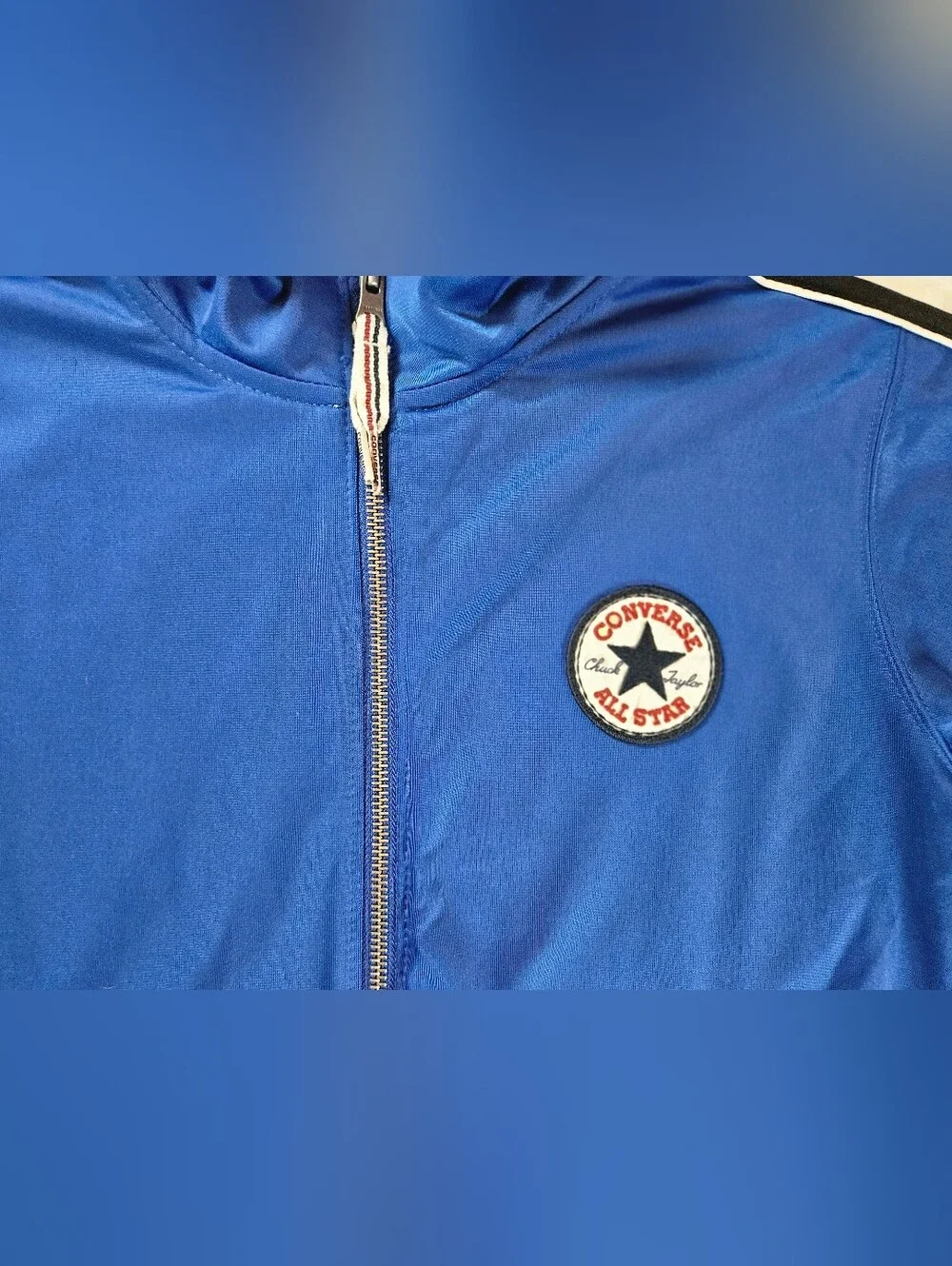 Converse All Star Boys Blue Zip Up Long Sleeve Pocketed Track Jacket Size Large